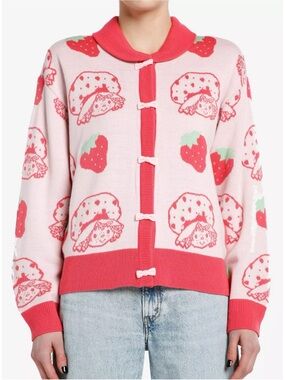 Strawberry Shortcake Bows Collared Cardigan